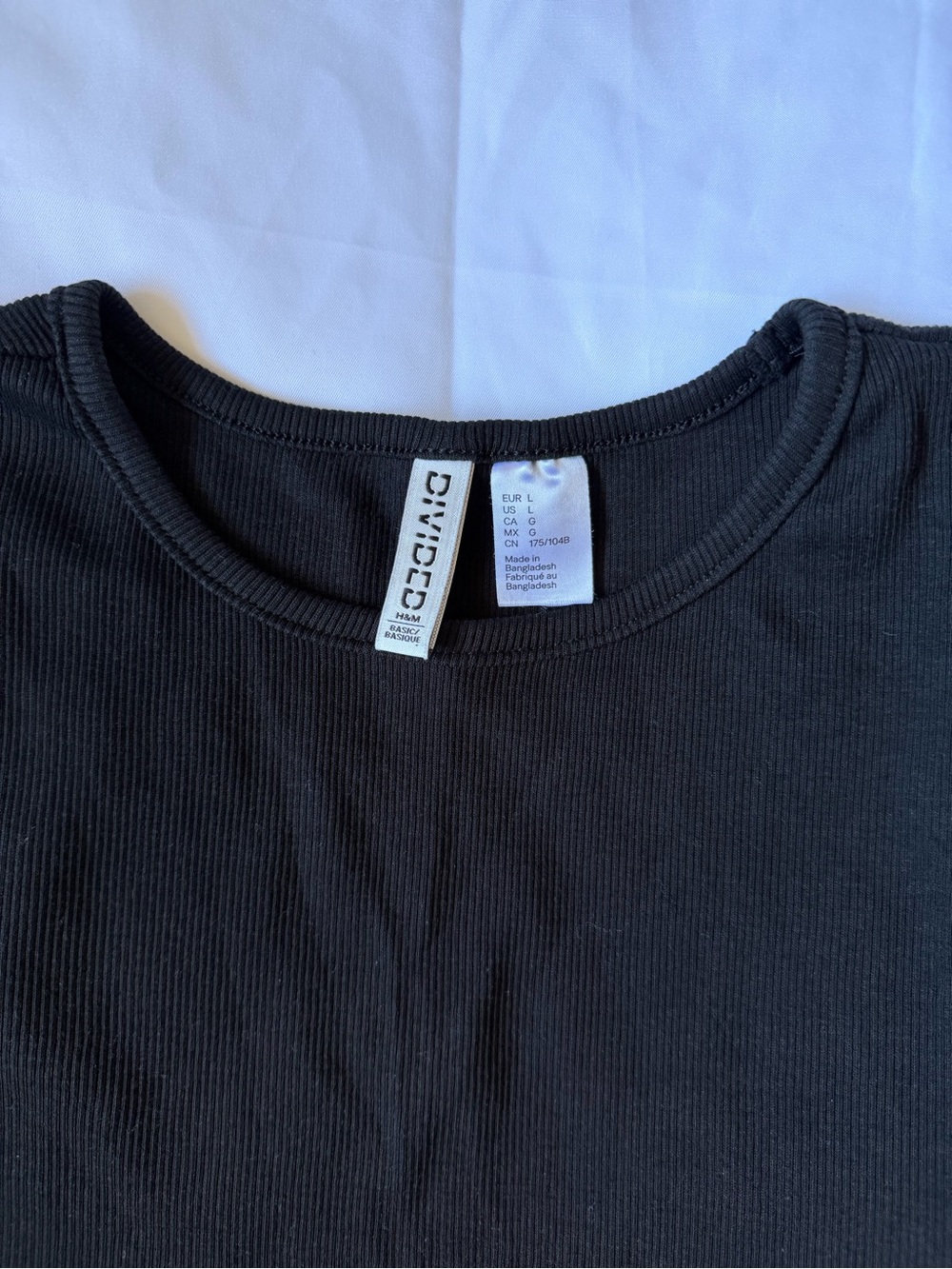 Divided Black Ribbed Crop Tee - Picture 2 of 3